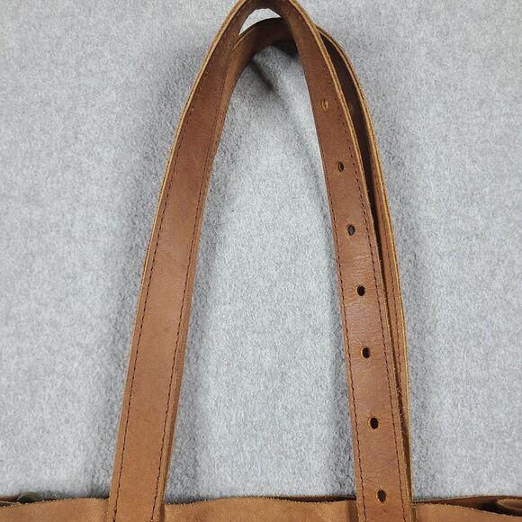 Able Brown Genuine Leather North South Tote Bag With Long Strap - Picture 4 of 12